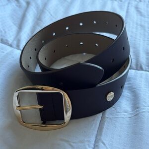 Steve Madden Black Belt with Gold Buckle